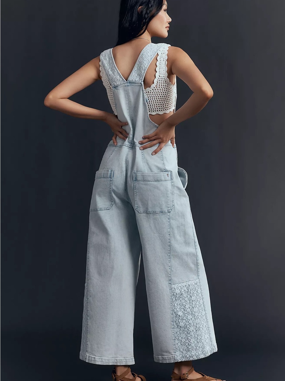 Anthropologie Pilcro Front-Zip Wide-Leg Denim Jumpsuit